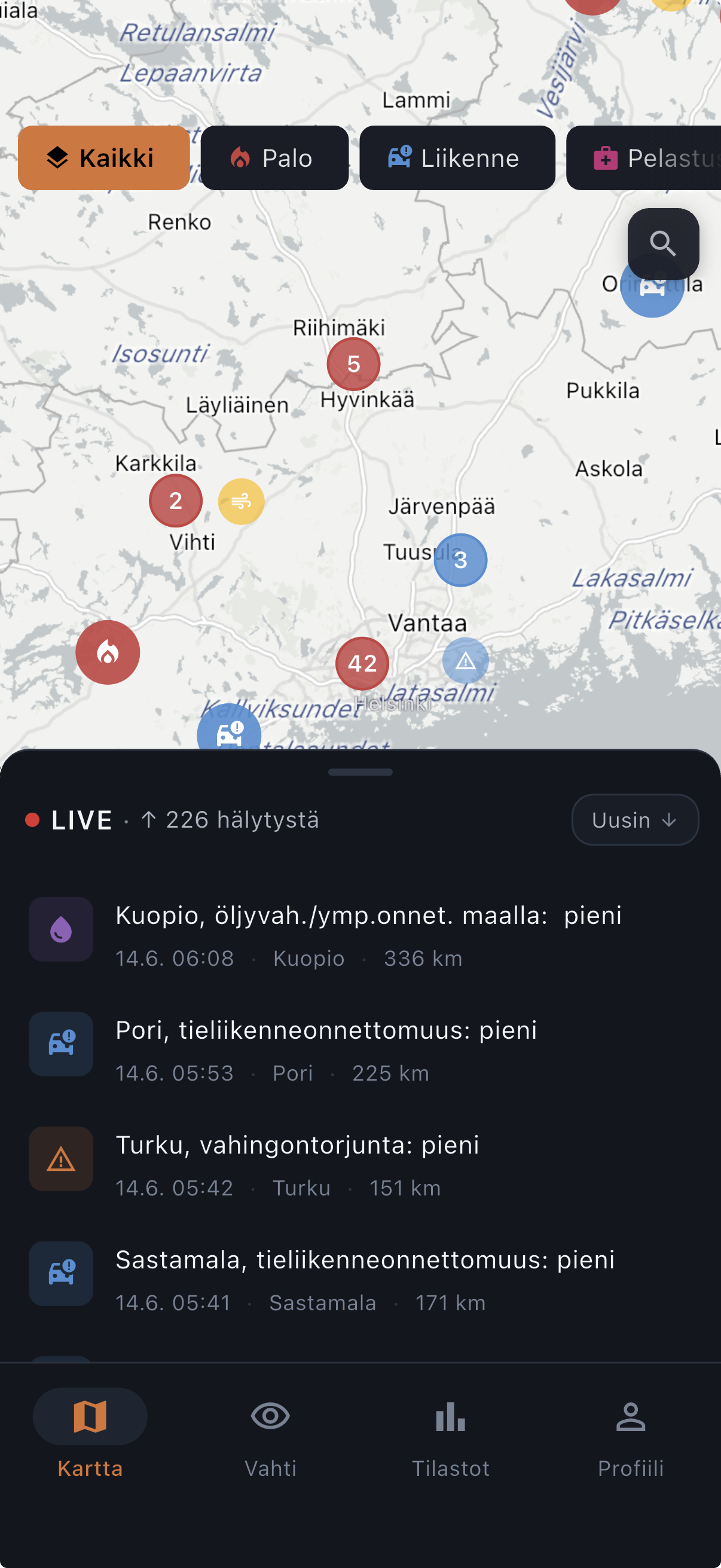 Tilannekartta — Finland's emergencies live on one map